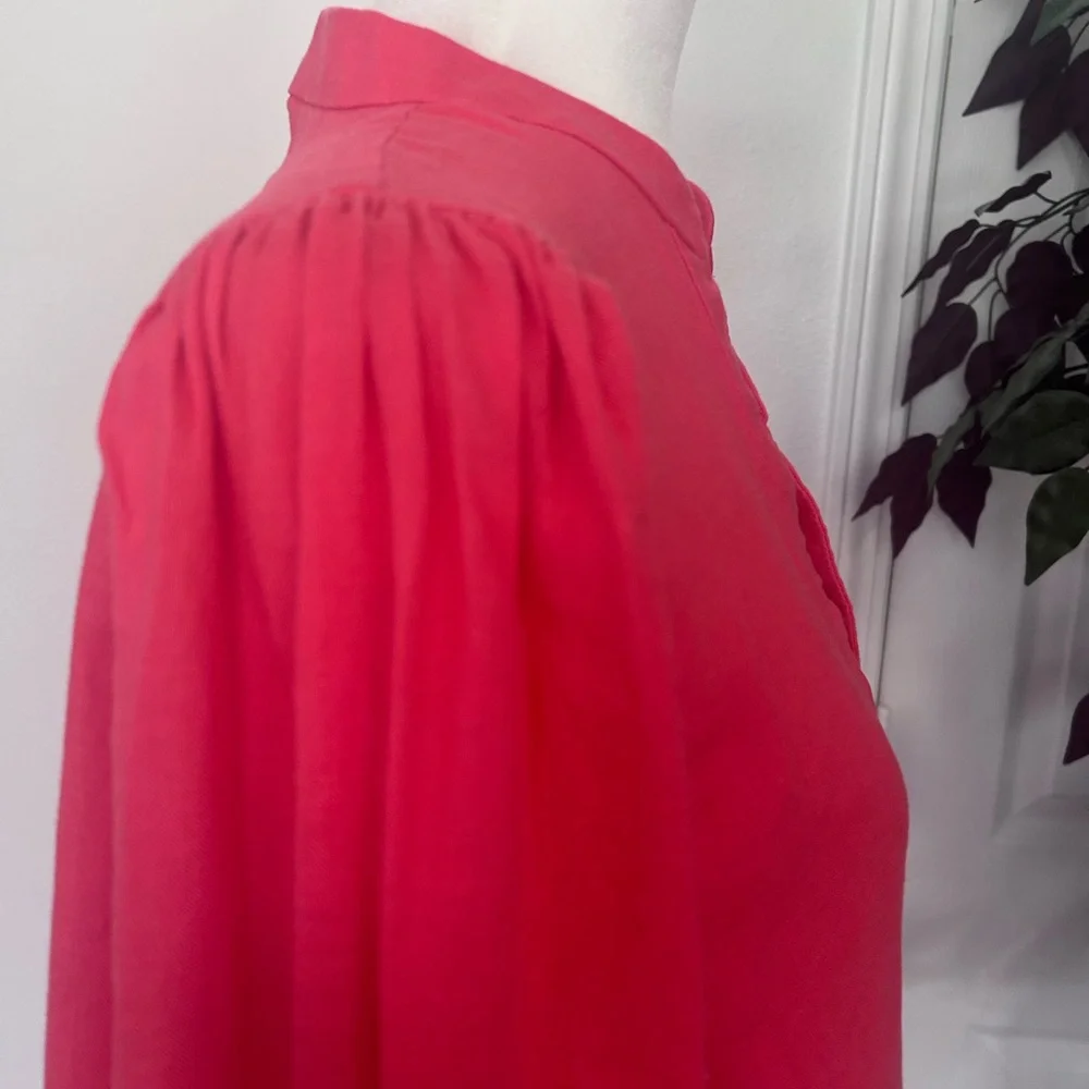 Lilly Pulitzer Coral Pink V-Neck Linen Blouse